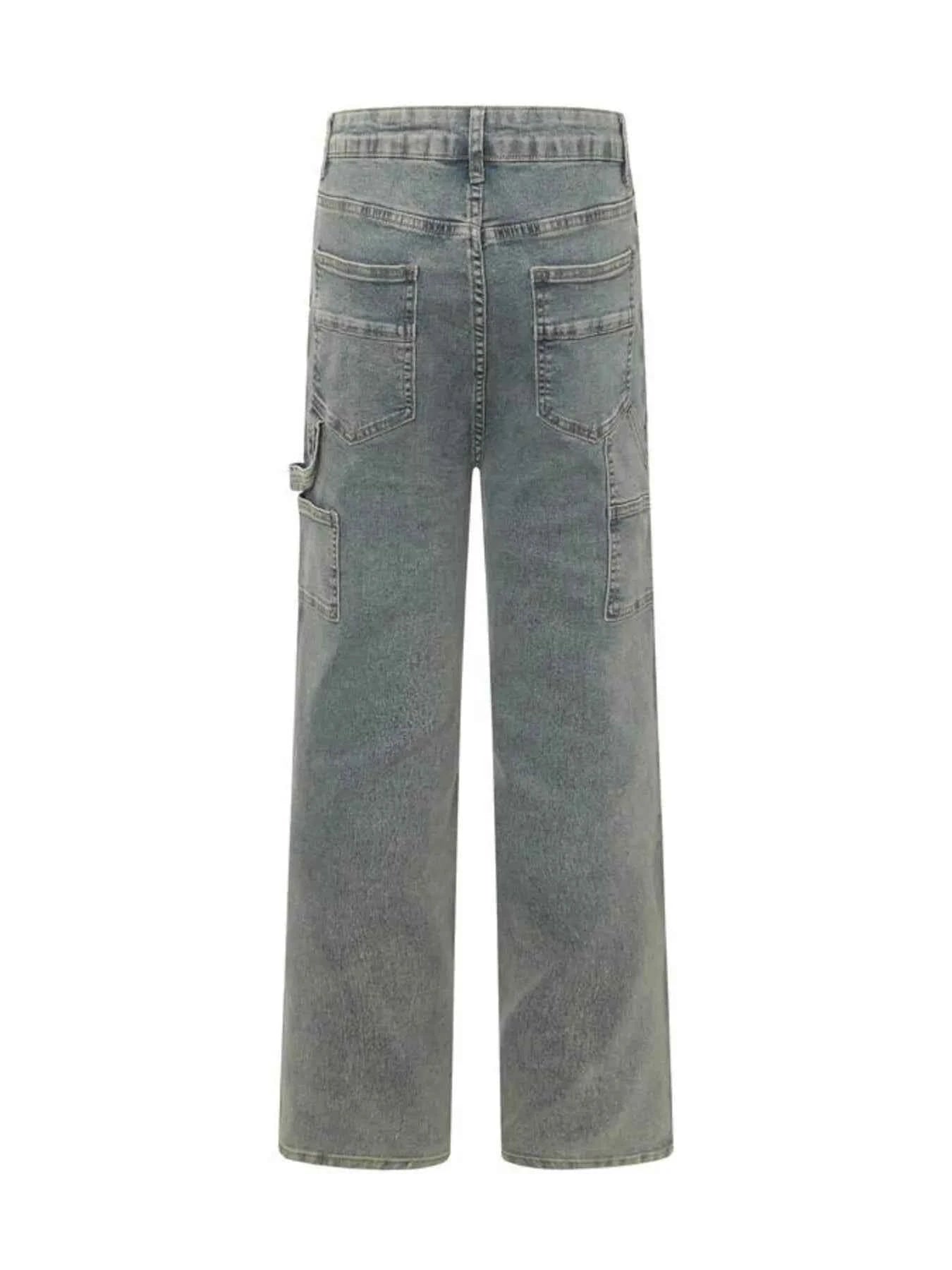 Men's High Waist Straight Leg Cargo Jeans